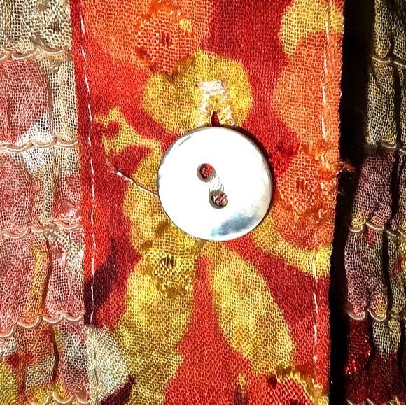 Hope Springs Orange Sunset Clip Dot Sheer Top & Cream Cami Blouse Plus Size 2XL - Picture 6 of 12